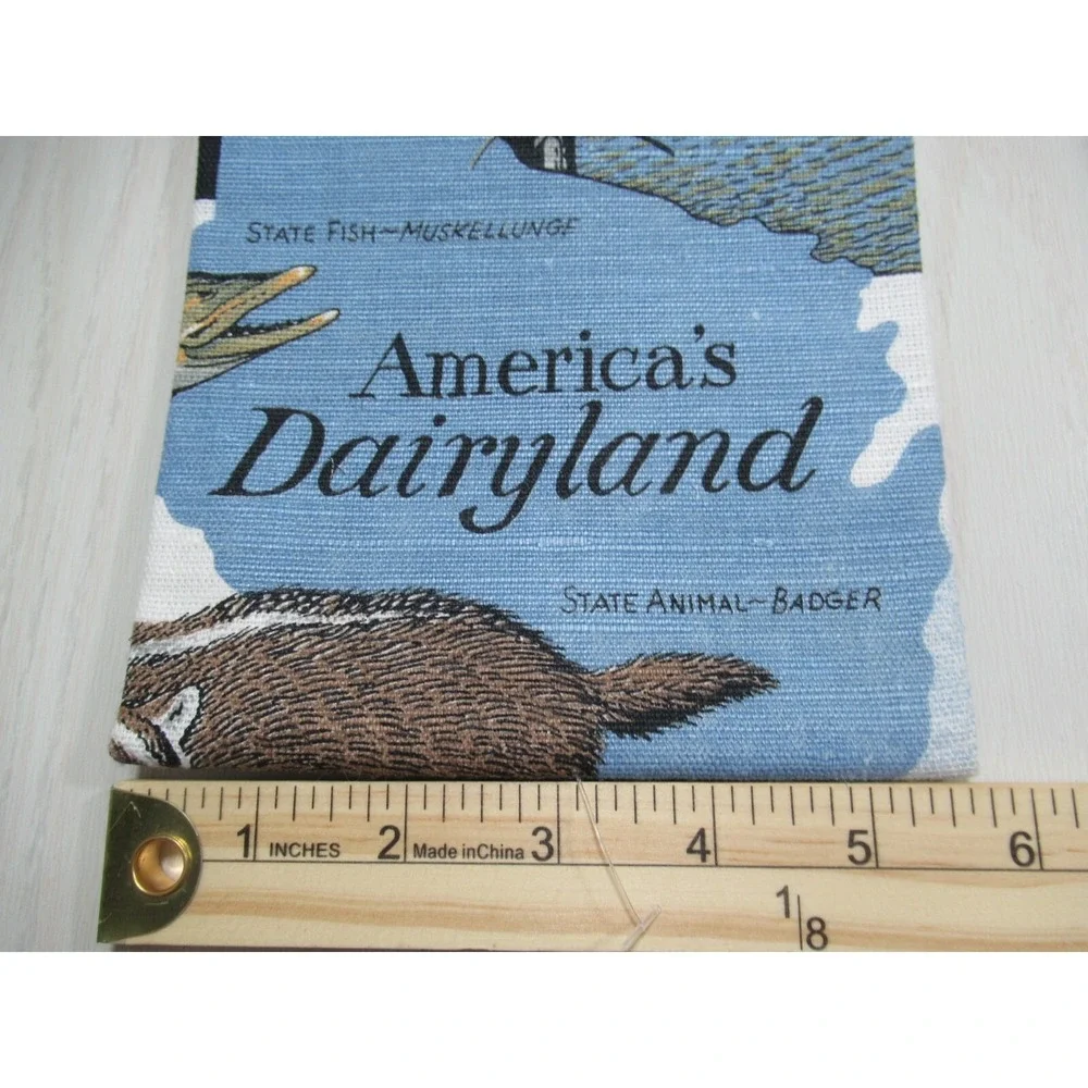 Wisconsin souvenir Linen Canvas Kitchen hand Towel Decor‎ Dairy Cow Cheese Dells